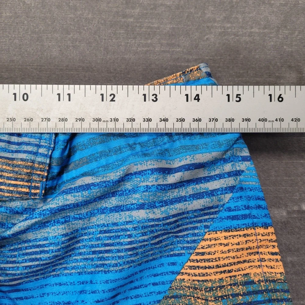 Nike Mens Blue Orange Geometric‎ Striped Board Shorts Swim Trunks Small